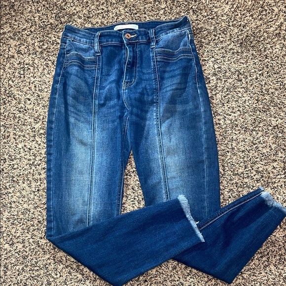 KanCan Denim - KanCan High Rise Straight Leg Dark Wash Frayed Hem Piped Denim Jeans Sz 29 | GUC